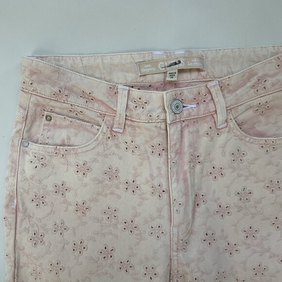 Guess Women’s 1981 High Waist Straight Leg Jeans Eyelet In Pink Size 26 - Picture 8 of 12